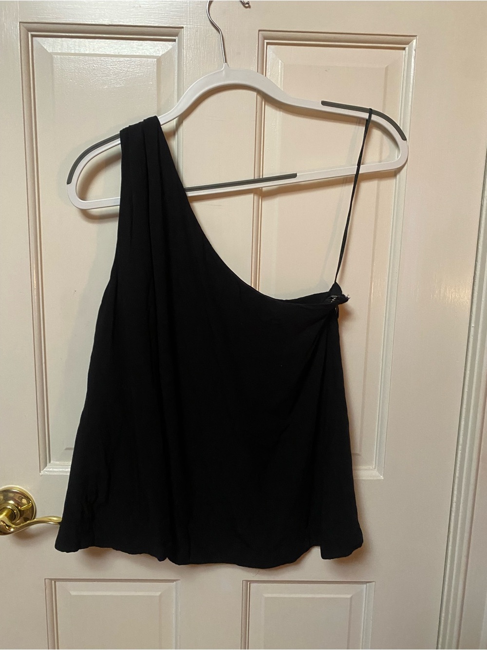 LOFT Black One-Shoulder Draped Tank